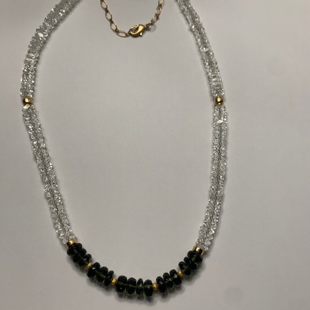 Moldavite and Herkimer Diamond Necklace